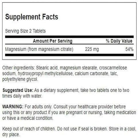 Swanson Magnesium Citrate Super Strength 112.5 mg, 240 Tablets