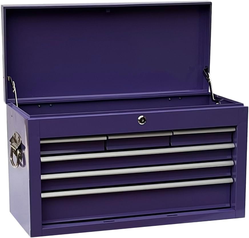 Workington Portable Metal Tool Chest with 6 Drawers, 24" 6-Drawer Tool Chest Cabinet with Ball Bearing Drawer Slides