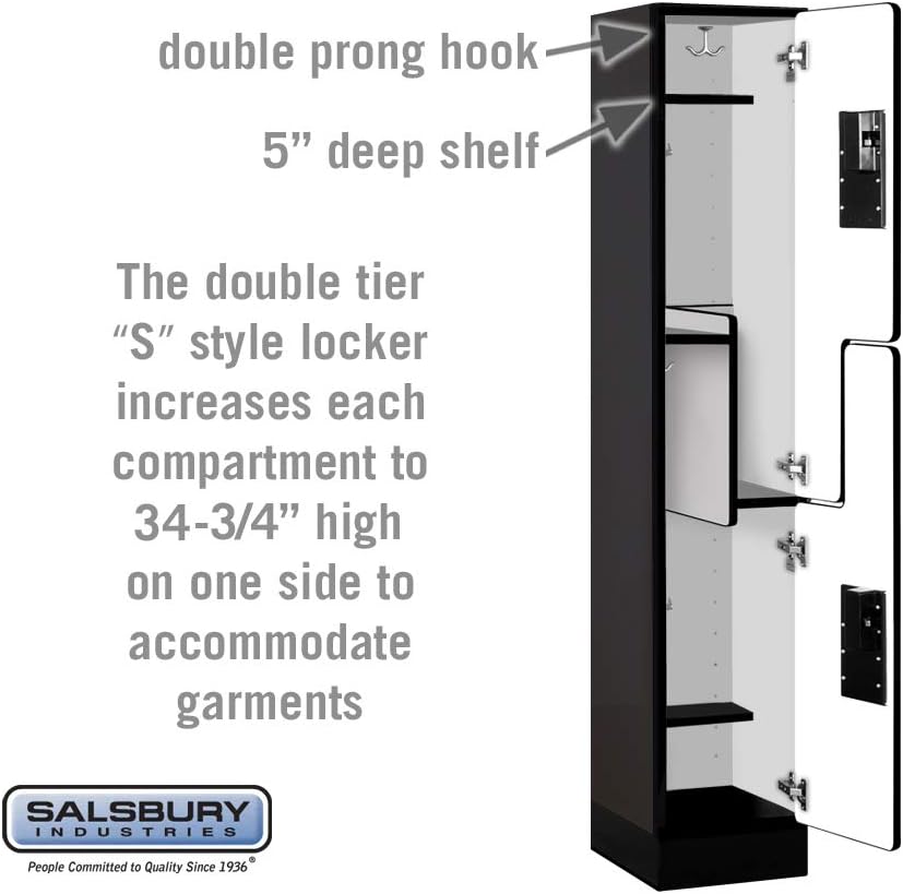 Salsbury Industries Double Tier 'S' Style Designer Wood Locker, Mahogany, 5' 3" x 15"