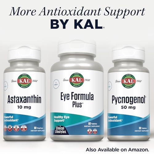 KAL Eye Formula Plus, 60 Tablets | Eye & Vision Support, Lutein, Zeaxanthin, Bilberry & Goji Extracts, 15 Servings, Lab Verified