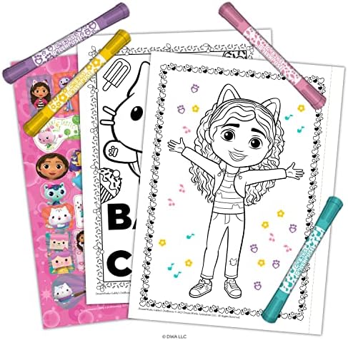 Bendon Inc Gabby's Dollhouse Coloring Book with Stickers, 4 Stamper Markers Included, 48 Pages