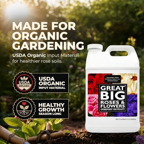 Great Big Roses Fertilizer Booster for Rose & Flower Gardens, 32 Ounce | Organic; For Roses, Flowers, Hydrangeas & Flowering Shrubs; Mix 4 oz per gal water; More Blossoms & Better Root Uptake