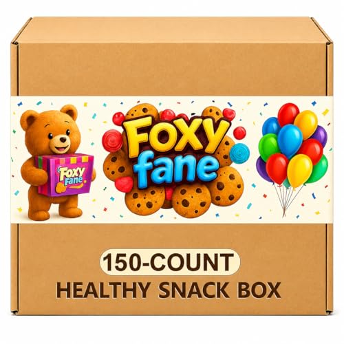 Foxy Fane 60-Count Healthy Snack Box Care Package, Variety Pack of 60 Individually Wrapped Sweet and Savory Snacks, Assorted Gift Basket for Office