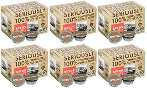 Boyd's Organic Red Wagon Dark Roast Coffee Pods Keurig Compatible, 72 Count | 100% compostable pods, Arabica beans, Colombia, Peru & Mexico, smooth