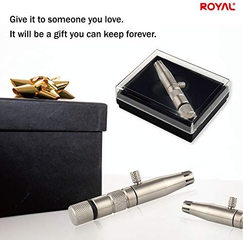 ROYAL [Made in Korea] Premium Manual Nose Hair Trimmer for Men Silver Bullet, Battery-Free, Stainless Steel Rotary Blade Grooming Tool, Waterproof