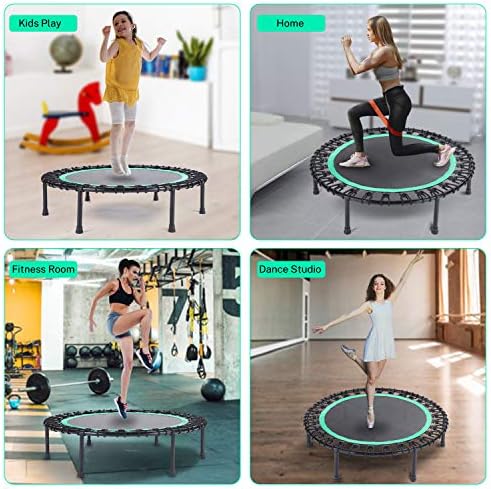 40" Mini Trampoline for Adults, Fitness Rebounder with Elastic Bands, Indoor Exercise Trampoline, Low Impact Workout Equipment for Home Gym