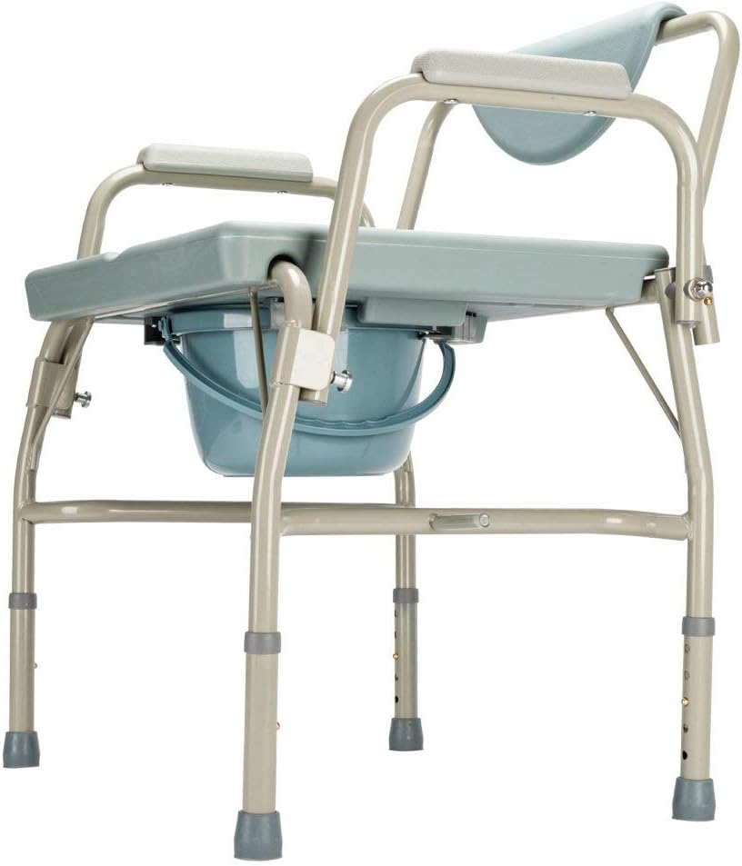Mefeir 550 lbs Heavy Duty Drop Arm Medical Bedside Commode Chair, Homecare Toilet Seat with Safety Steel Frame, 6 Quart Capacity Pail