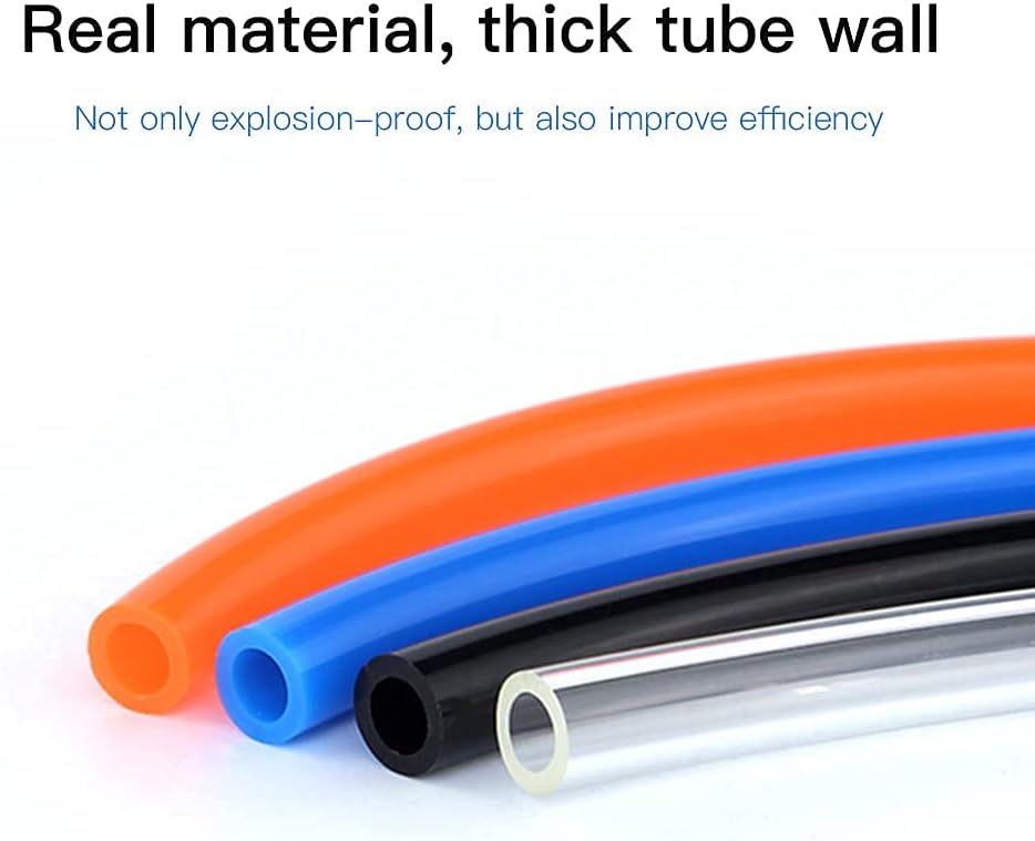 Quickun Pneumatic Tubing 3/8" Tube OD PU Polyurethane Tube Air Hose Line for Air Compressor Fitting or Fluid Transfer (Black 32.8ft)