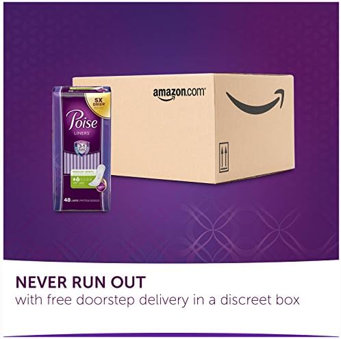 Poise Daily Incontinence Panty Liners, Very Light Absorbency, Regular, 288 Count (6 Packs of 48)