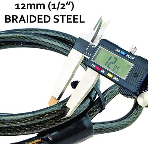 Lumintrail 12mm (1/2 inch) Heavy-Duty Security Cable, Vinyl Coated Braided Steel with Sealed Looped Ends (4', 7', 10', 15' or 30') (7-FT)