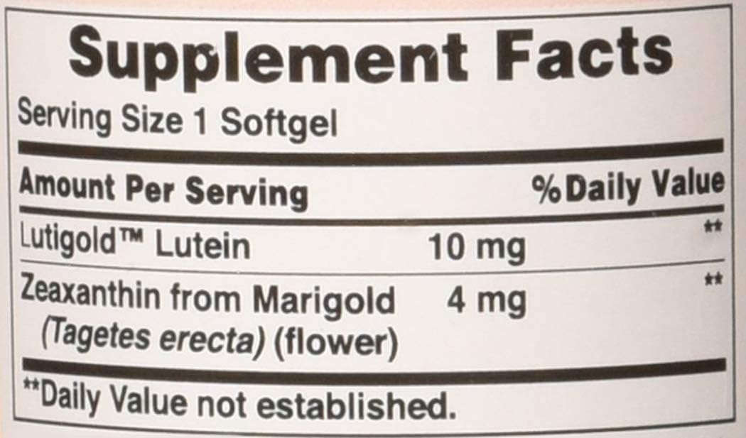 Puritan's Pride Zeaxanthin 4mg with Lutigold™ Lutein 10mg Carotenoids
