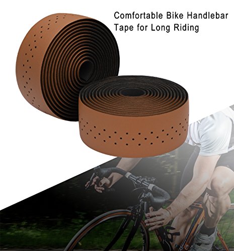 TOPCABIN® Camouflage Series Comfort Gel Road Bike Handlebar Tape Bike Bar Tape with Reflective Bar Plugs (Dark Brown(PU a Pair))
