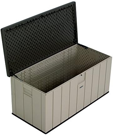 LIFETIME 60254 Heavy-Duty Outdoor Storage Deck Box, 150 Gallon, Desert Sand/Brown & Master Lock 140DLH Padlock, 1 Pack, Bronze/Silver