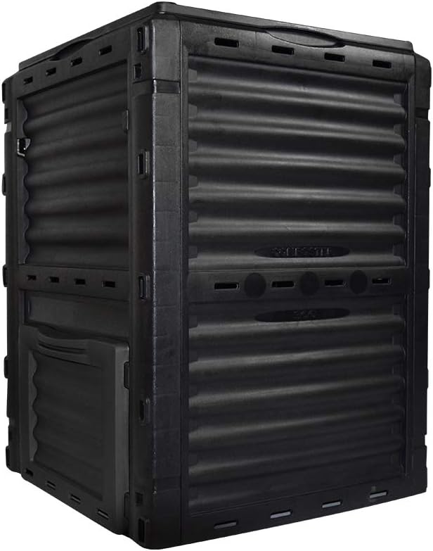 80 Gallon (300L) Large Capacity Static Compost Bin - Forest Green Outdoor Waste Composter with Easy-Access Hatch