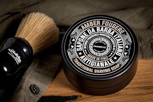 Goodfellas' Smile Amber Fougere Shaving Soap, Made in Italy | Builds Dense, Cushioning Lather For Smooth Razor Glide, Scented With Lavender