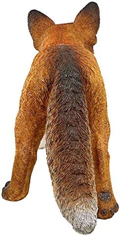 Design Toscano Simon The Woodland Fox Indoor/Outdoor Garden Statue for Patio, Pool or Lawn, 18 Inch Tall, Cast Stone Resin, Red Orange Paint
