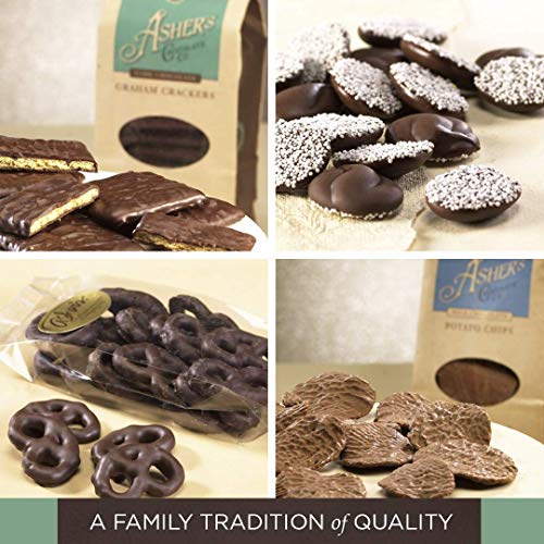 Asher's Chocolates, Gourmet Chocolate Covered Almond Bark, Sweet and Salty Candy with Almonds, Small Batches of Kosher Chocolate, Family Owned Since 1892 (1 Pound, Dark Chocolate)
