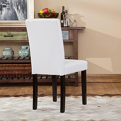 Roundhill Furniture C020BR Urban Style Solid Wood Leatherette Padded Parson Chair, Brown, Set of 2