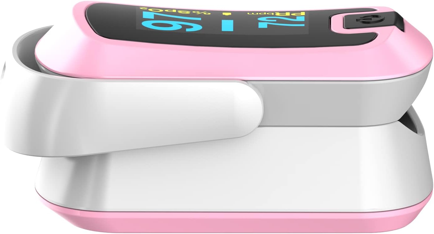 OLED Finger Pulse Oximeter, O2 Meter, Dual Color White/Pink
