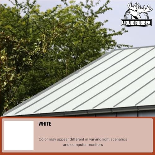 Liquid Rubber Color Roof Sealant - Flat & Metal, White, 1 Gallon | Elastomeric Roof Coating - Waterproof, UV-Stable & Flexible - Compatible with Low-Slope Roofs, Resists Cracking & Chipping