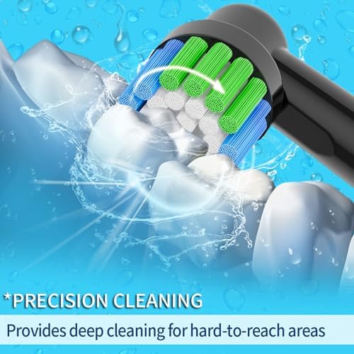 8pcs Replacement Heads Compatible with Oral B Electric Toothbrush, 4pcs Precision Clean and 4pcs Cross Clean Brush Heads, Black