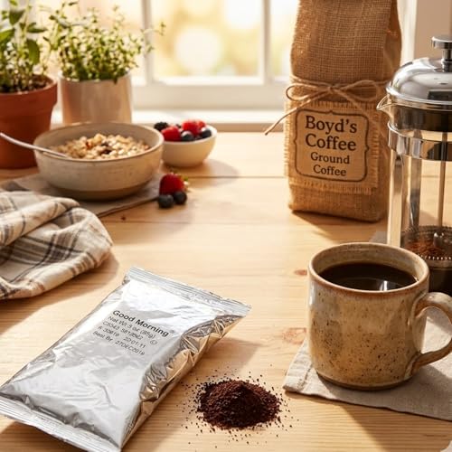Boyd's Coffee Ground Coffee, French No. 6, Dark Roast , 2.5-Ounce Portion Packs (Pack of 50)