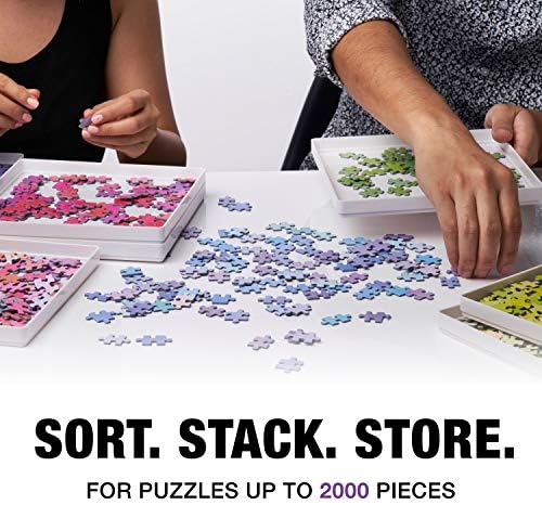 Tidyboss 8 Puzzle Sorting Trays with Lid 8" x 8" - Portable Jigsaw Puzzle Accessories White Background Makes Pieces Stand Out to Better Sort Patterns