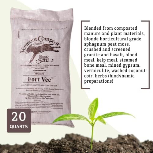 Vermont Compost Company Fort Vee Organic Potting Mix | High-Nutrient Compost-Based Soil for Indoor & Outdoor Container Seed Starting