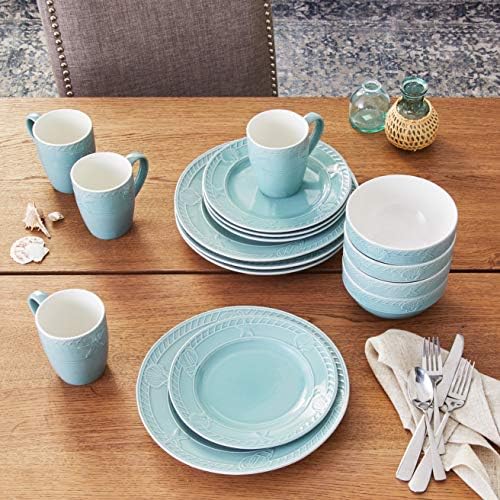 Pfaltzgraff Antigua 16 Piece Dinnerware Set (Set of 4), Blue