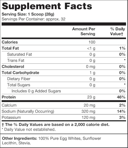 Healthy 'N Fit - 100% Egg Protein (unflavored) Natural, 2 lb Bag. Just Egg Instant Dried Whites: Great for Baking and Mixing.