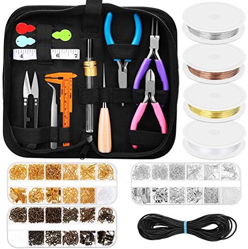 PAXCOO Jewelry Making Supplies Kit, Jewelry Making Kit with Jewelry Making Tools, Jewelry Wires and Jewelry Findings for Jewelry Making