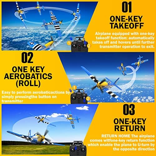 LEAMBE 4 Channel RC Plane, Ready to Fly Aerobatic Aircraft, Easy Control for Beginners, P51 Mustang RC Airplane Best Gift for Adults