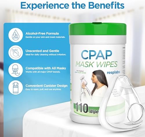 resplabs CPAP Mask Wipes Unscented Cleaner for Full Face, Nasal Masks & Supplies 110 Wipes