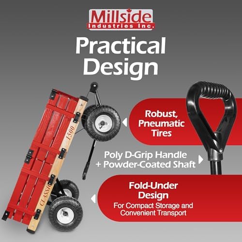 Millside Industries Classic Wood Wagon with Red Removable Wooden Racks