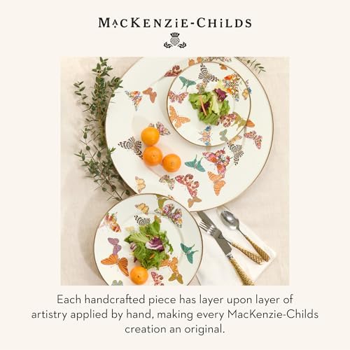 MACKENZIE-CHILDS Enamel Dinner Plate, Butterfly Garden | Hand-applied design, decorative dinnerware plate made from enameled steel, 10" dia.