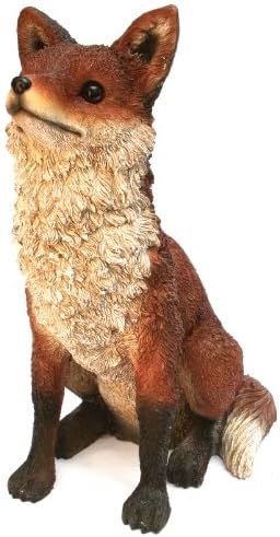 Fox L Red/White Statue by Michael Carr Designs - Outdoor Fox Figurine for gardens, patios and lawns (508007A) , Gray , Large