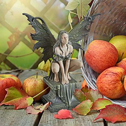 Design Toscano Celtic Fairy's Perilous Perch Outdoor Garden Statue, Large, 19 Inch, Polyresin, Two Tone Stone