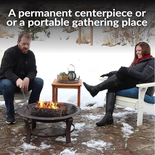Sunnydaze 29-Inch Elevated Wood-Burning Fire Pit Bowl with Stand