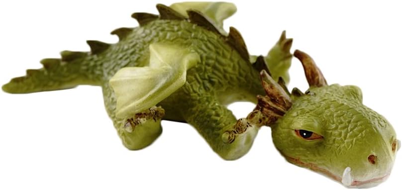 Top Collection Miniature Fairy Garden and Terrarium Statue, Mini Dragon, Green