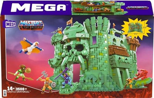 MEGA Masters of The Universe Building Set, Castle Grayskull with 3508 Pieces, 6 Poseable Micro Action Figures, 13+ Inches Tall, for Adult Collectors
