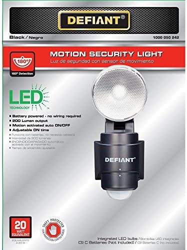 180-Degree 1-Head Outdoor Black LED Battery Power Flood Light