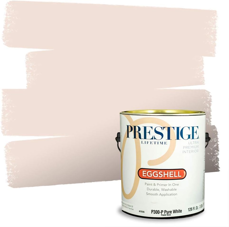 PRESTIGE Paints Exterior Paint and Primer In One, 1-Gallon, Semi-Gloss, Comparable Match of Sherwin Williams* Captivating Cream*