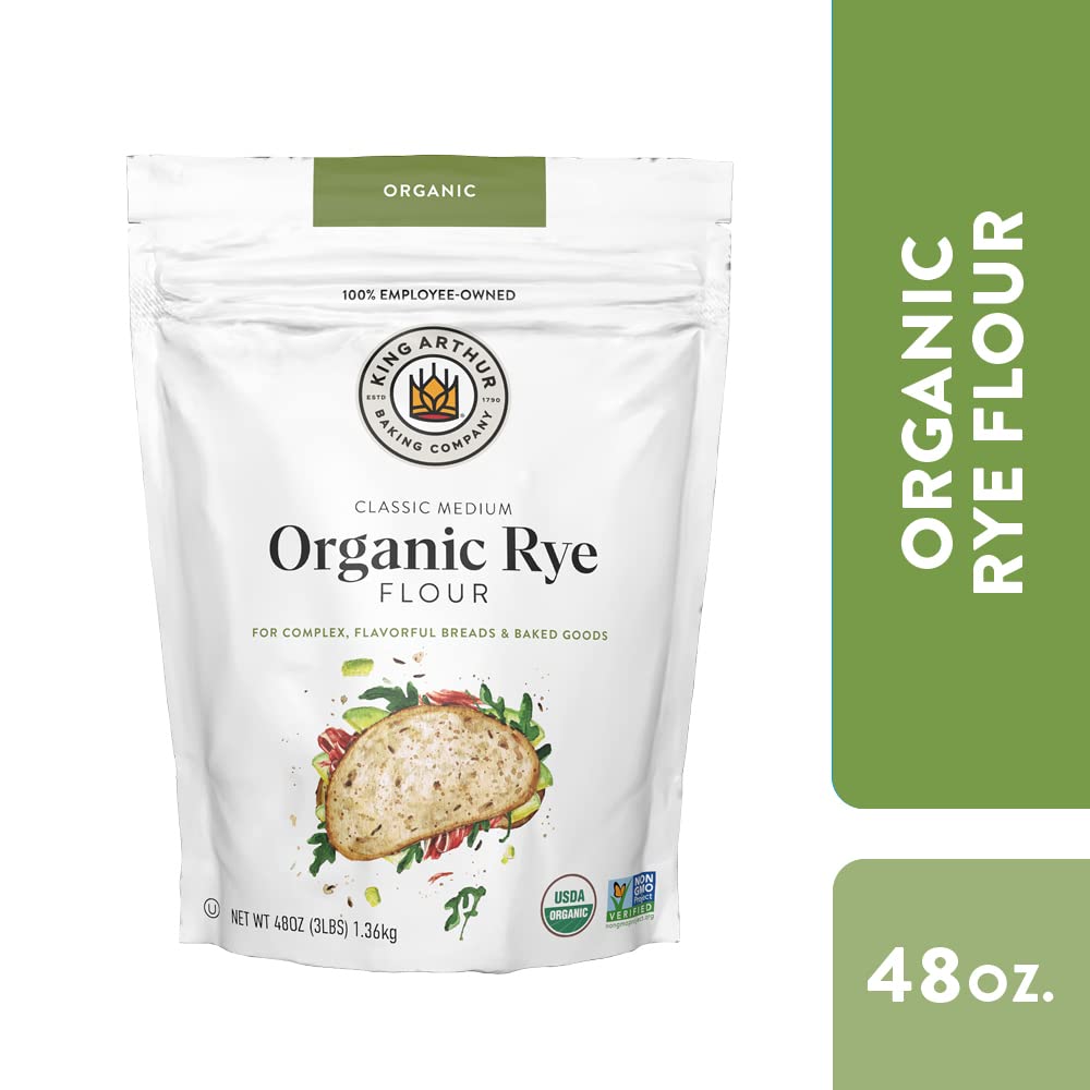 King Arthur Organic Medium Rye Flour - 3 lbs for Complex Flavorful Breads & Baked Goods - 100% US Grown & Milled - Non-GMO Project Verified - Robust