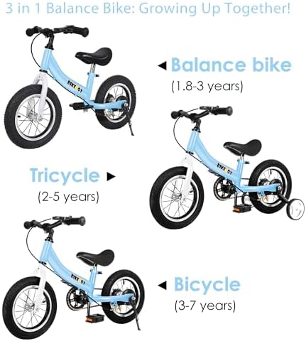 Balance Bike 2 in 1,The Dual Use of a Kids Balance Bike and Toddler Bike, for 2 3 4 5 6 7 Years Old -12 14 16 Inches with Training Theory, Brake, Pedal