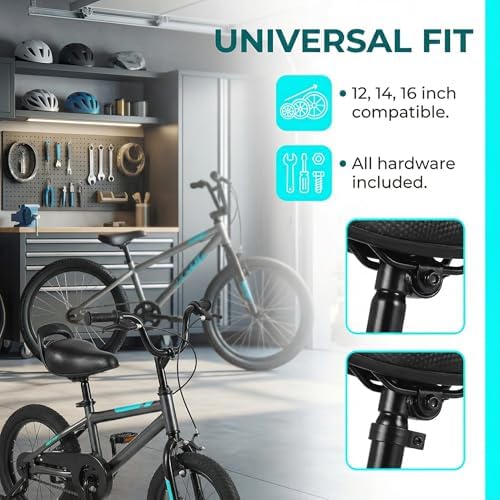 Kids Bike Seat Replacement - Comfortable Padded Bicycle Saddle for 12 14 16 Inch Boys Girls Bikes Soft Breathable Cushion for Mountain Road Cycling