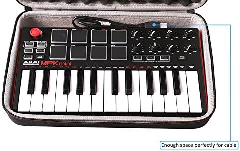 LTGEM Case Compatible with Akai Professional MPK Mini MK3 / MPK Mini Play MK3 25 Key USB MIDI Keyboard Controller, Black+Gray(Case Only)