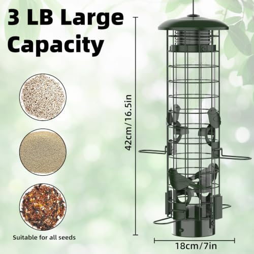 Squirrel Proof Bird Feeder, Metal Mesh Bird Feeders for Outdoors Hanging