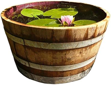 Reclaimed Used Wine Barrel Planter, Brown, Outdoor