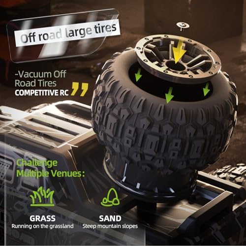 【Modular battery】All Terrain 2.4GHz 1/16 RTR Brushless Fast RC Cars, Max 42mph Electric Off-Road RC Truck