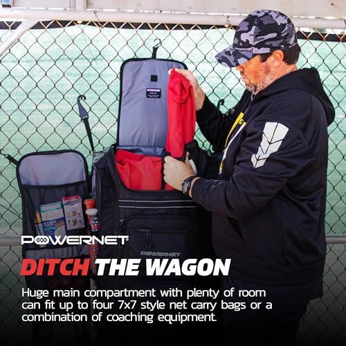 PowerNet All Gear Transporter Baseball Travel Bag, Rolling Duffle with Wheels & Handle for Baseball Accessories, Catchers Gear & Bats